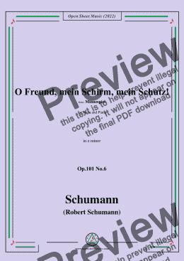 page one of Schumann-O Freund,mein Schirm,mein Schutz!Op.101 No.6,in e minor