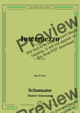 page one of Schumann-Intermezzo,Op.74 No.2,in G flat Major