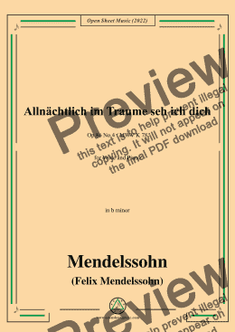 page one of Mendelssohn-Allnachtlich im traume sehich dich,Op.86 No.4,in b minor