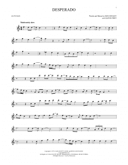 page one of Desperado (Alto Sax Solo)