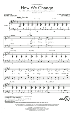 page one of How We Change (Schmigadoon Finale) (from Schmigadoon!) (arr. Roger Emerson) (SATB Choir)