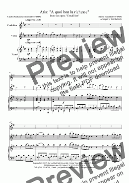 page one of A quoi bon la richesse (from Cendrillon) for voice, violin, and piano