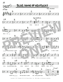 page one of Blue Moon Of Kentucky (Real Book – Melody, Lyrics & Chords)