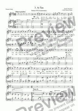 page one of Thomas Hardy -  Satires of Circumstance for Tenor voice and Piano  3. At Tea