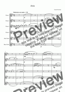 page one of  "Aria" for Flute Choir