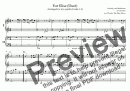 page one of Fur Elise - Beethoven (Piano Duet Beginner)