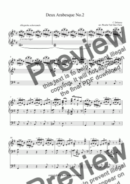 page one of Arabesque no.2 - Debussy (Organ Transcription)