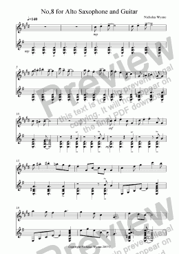 page one of No,8 for Alto Saxophone and Guitar