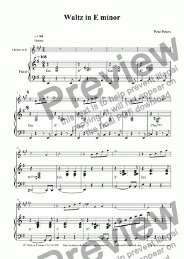 page one of Waltz in E minor (Clarinet)