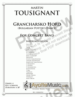 page one of Grancharsko horo for Concert Band