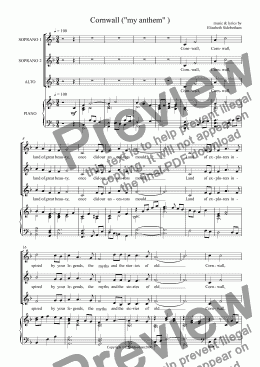 page one of Cornwall ("my anthem" ) SSA