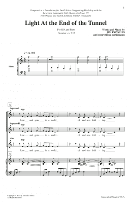 page one of Light At The End Of The Tunnel (SSA Choir)