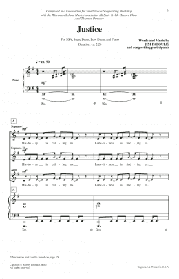 page one of Justice (SSA Choir)