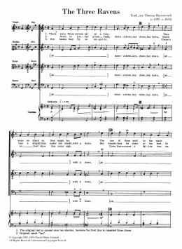 page one of The Three Ravens (SATB Choir)