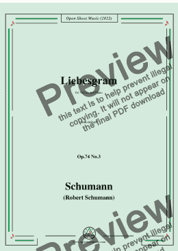 page one of Schumann-Liebesgram,Op.74 No.3,in a minor