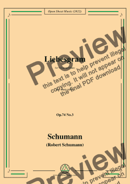 page one of Schumann-Liebesgram,Op.74 No.3,in f sharp minor