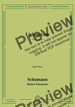 page one of Schumann-Liebesgram,Op.74 No.3,in f minor