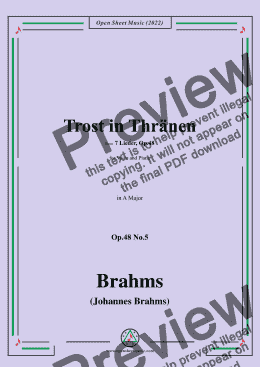 page one of Brahms-Trost in Thränen(Wie kommts,dass du so traurig bist),A Major