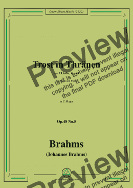 page one of Brahms-Trost in Thränen(Wie kommts,dass du so traurig bist),in C Major