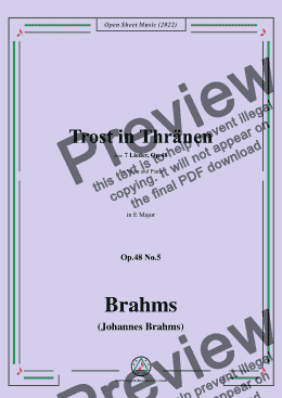 page one of Brahms-Trost in Thränen(Wie kommts,dass du so traurig bist), in E Major