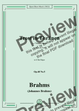 page one of Brahms-Trost in Thränen(Wie kommts,dass du so traurig bist),in E flat Major