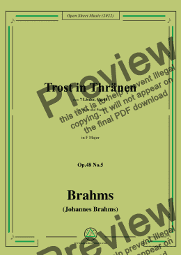 page one of Brahms-Trost in Thränen(Wie kommts,dass du so traurig bist), in F Major