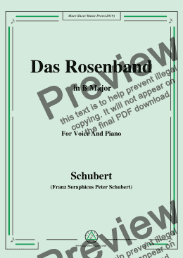 page one of Schubert-Das Rosenband(The Rosy Ribbon),in B flat Major