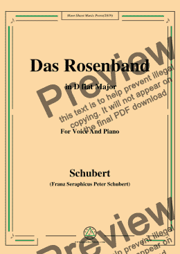 page one of Schubert-Das Rosenband(The Rosy Ribbon),in D flat Major