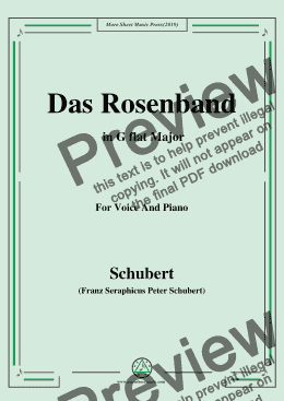 page one of Schubert-Das Rosenband(The Rosy Ribbon),in G flat Major