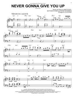 page one of Never Gonna Give You Up (Piano Solo)