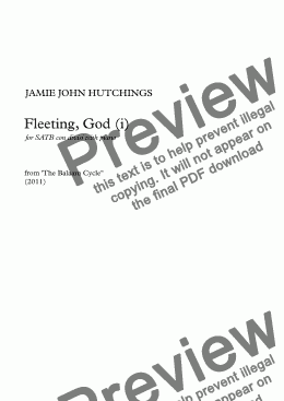 page one of Fleeting God (i) (The Balaam Song Cycle - No. 1) for SATB & Piano