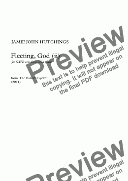 page one of Fleeting God (ii) (The Balaam Song Cycle - No. 4) for SATB & Piano 	