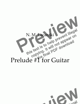 page one of Prelude #1 for Guitar 