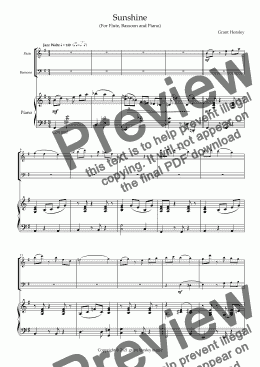 page one of  "Sunshine" A Jazz Waltz for Flute, Bassoon and Piano