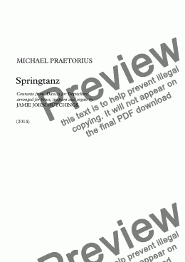 page one of Praetorius - Springtanz (Courante) from Terpischord (Brass Octet, Timpani & Organ)