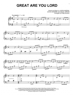 page one of Great Are You Lord (arr. Phillip Keveren) (Piano Solo)