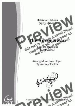 page one of Organ: The Silver Swan (English Madrigal for 5 Voices) - Orlando Gibbons