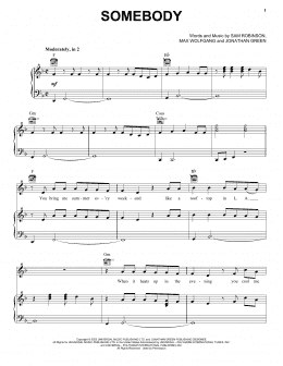 page one of Somebody (Piano, Vocal & Guitar Chords (Right-Hand Melody))