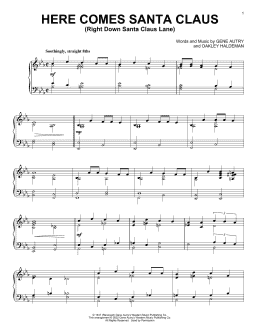 page one of Here Comes Santa Claus (Right Down Santa Claus Lane) (Piano Solo)