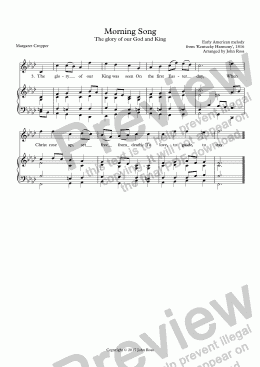 page one of Morning Song (86.86) (The glory of our King was seen) - Reharmonization, with descant