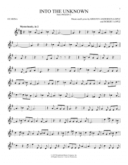 page one of Into The Unknown (from Frozen 2) (Ocarina)