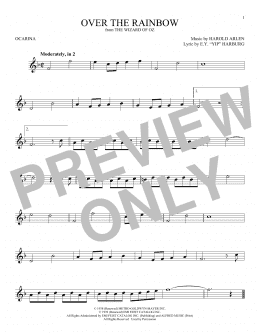 page one of Over The Rainbow (from The Wizard Of Oz) (Ocarina)