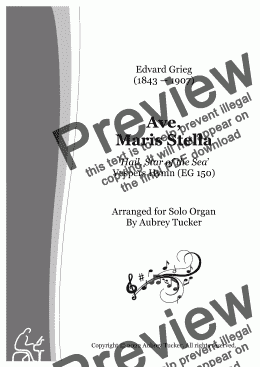 page one of Organ: Ave, Maris Stella (Hail, Star of the Sea) Vespers Hymn (EG 150) - Edvard Grieg