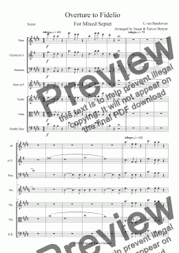 page one of Overture to Fidelio - Beethoven - Mixed Septet - Score