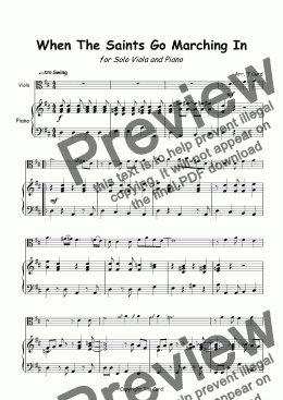 page one of When The Saints Go Marching In for Solo Viola and Piano