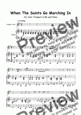 page one of When The Saints Go Marching In for Solo Trumpet in Bb and Piano