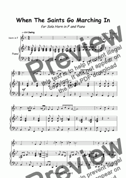 page one of When The Saints Go Marching In for Solo Horn in F and Piano