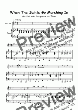 page one of When The Saints Go Marching In for Solo Alto Sax and Piano