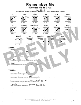 page one of Remember Me (Ernesto de la Cruz) (from Coco) (Really Easy Guitar)