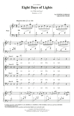 page one of Eight Days Of Lights (TTBB Choir)